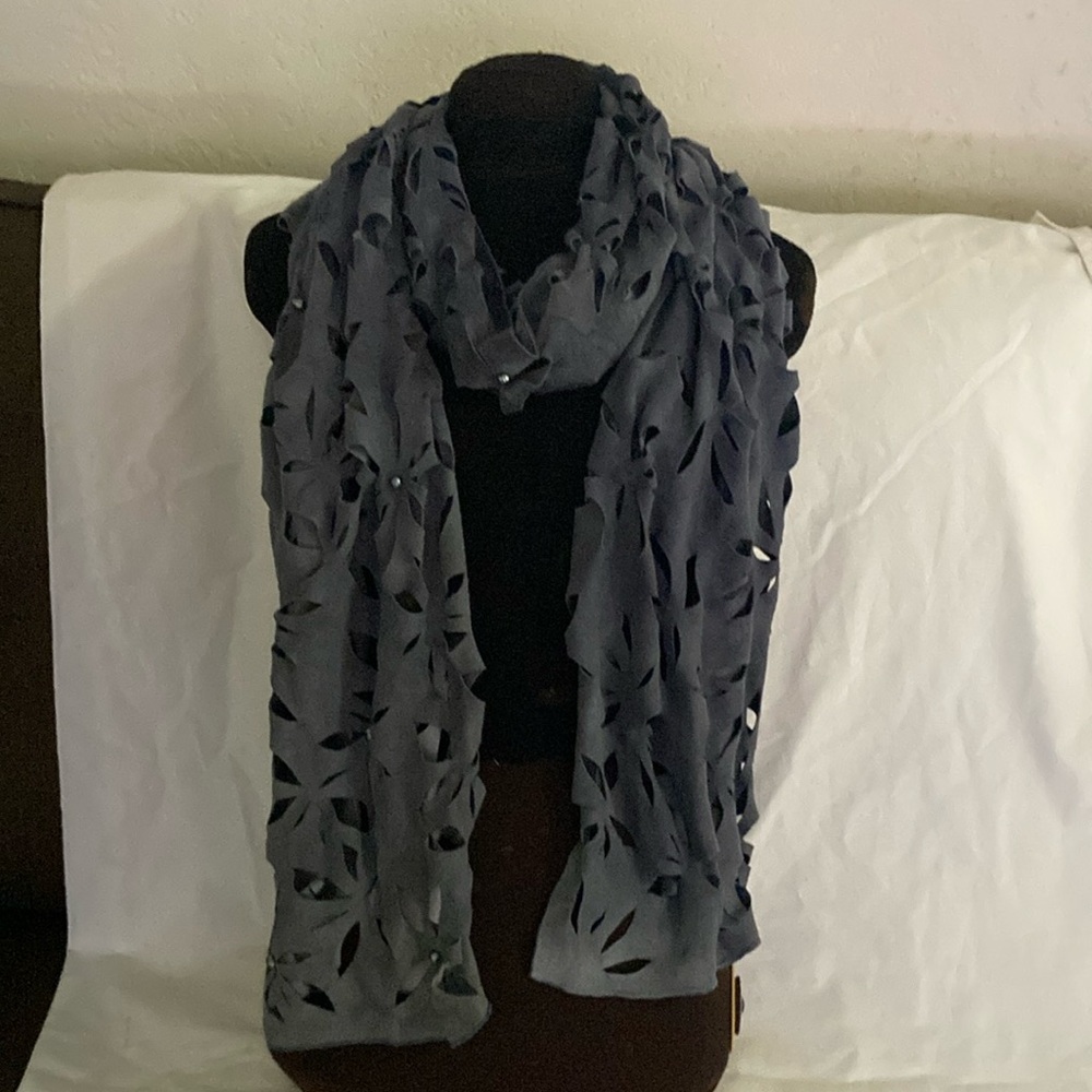 GLEN ARTHUR VINTAGE BLUE SUEDE BEADED SHAWL